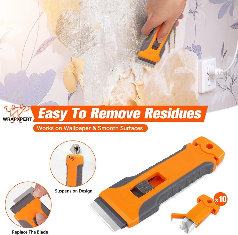 WRAPXPERT Wallpaper Tools Wallpaper Smoothing Tool Kit with Felt Squeegee,Seam Roller,Razor Scraper,Wrapping Paper Cutter for Peel and Stick Contact Paper,Vinyl Backsplash Tile,Bathroom,Window Film - Image 4
